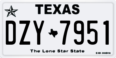 TX license plate DZY7951