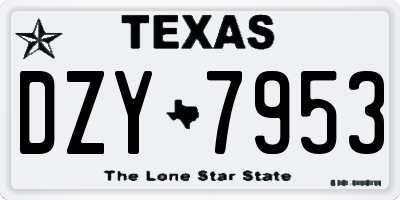 TX license plate DZY7953