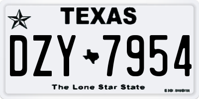 TX license plate DZY7954