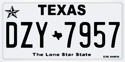 TX license plate DZY7957