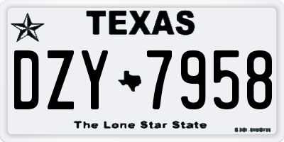 TX license plate DZY7958