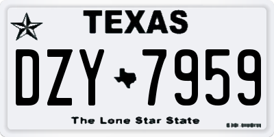 TX license plate DZY7959