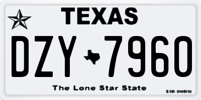 TX license plate DZY7960