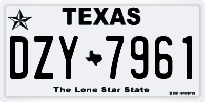 TX license plate DZY7961