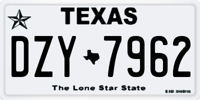 TX license plate DZY7962