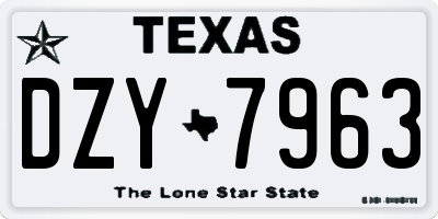 TX license plate DZY7963