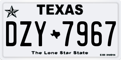 TX license plate DZY7967