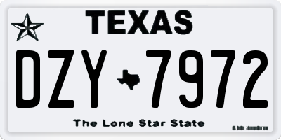 TX license plate DZY7972