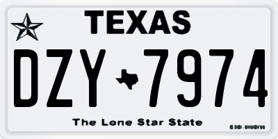 TX license plate DZY7974