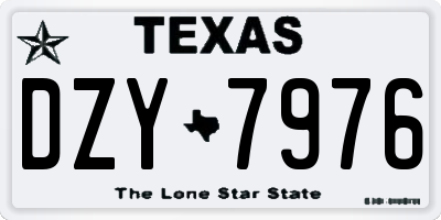 TX license plate DZY7976