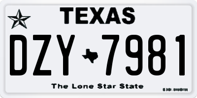 TX license plate DZY7981