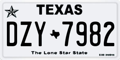 TX license plate DZY7982