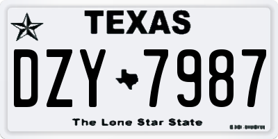 TX license plate DZY7987