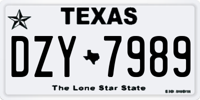 TX license plate DZY7989