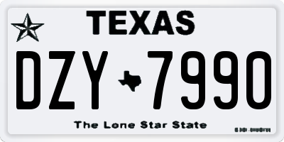 TX license plate DZY7990