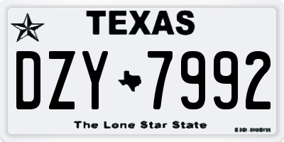 TX license plate DZY7992