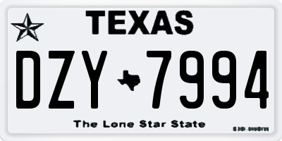 TX license plate DZY7994