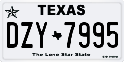 TX license plate DZY7995