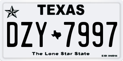 TX license plate DZY7997