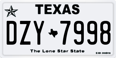 TX license plate DZY7998