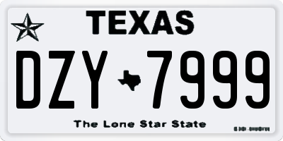 TX license plate DZY7999