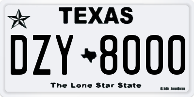 TX license plate DZY8000