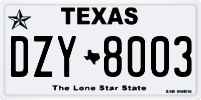 TX license plate DZY8003