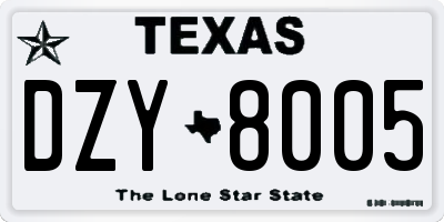 TX license plate DZY8005