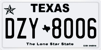 TX license plate DZY8006