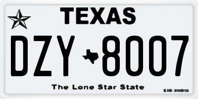 TX license plate DZY8007