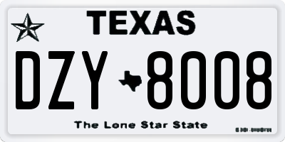 TX license plate DZY8008