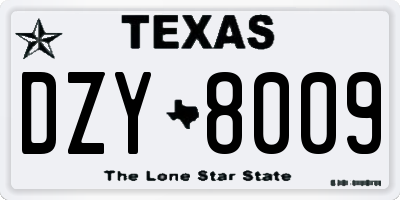 TX license plate DZY8009