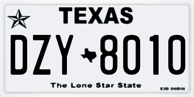 TX license plate DZY8010