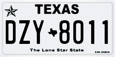 TX license plate DZY8011