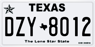 TX license plate DZY8012