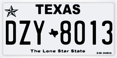 TX license plate DZY8013