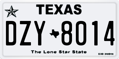 TX license plate DZY8014