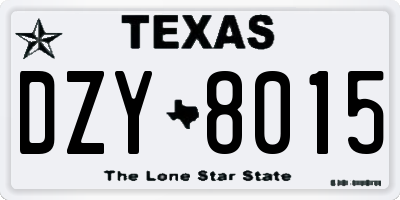 TX license plate DZY8015