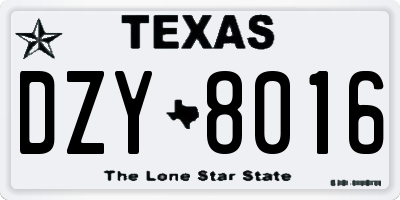 TX license plate DZY8016