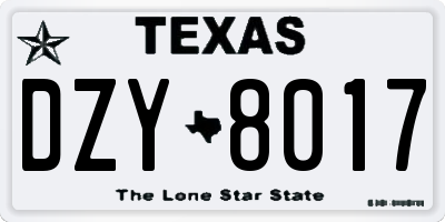 TX license plate DZY8017