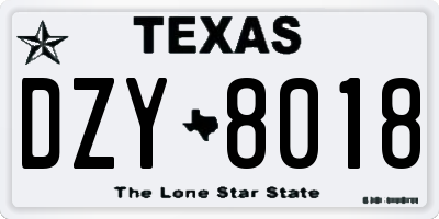 TX license plate DZY8018