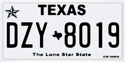 TX license plate DZY8019