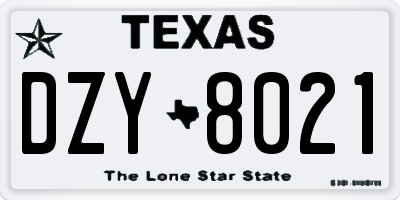 TX license plate DZY8021