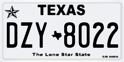 TX license plate DZY8022