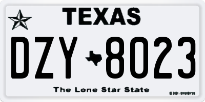 TX license plate DZY8023