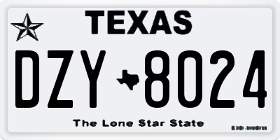 TX license plate DZY8024