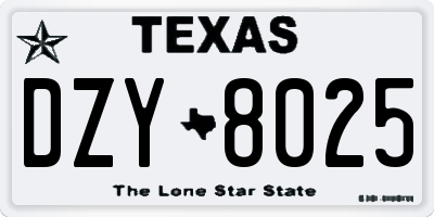 TX license plate DZY8025