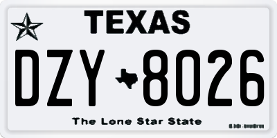 TX license plate DZY8026