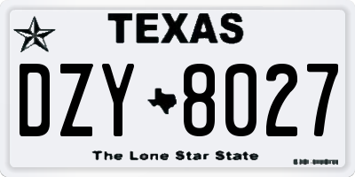 TX license plate DZY8027