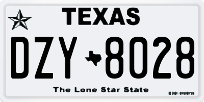 TX license plate DZY8028